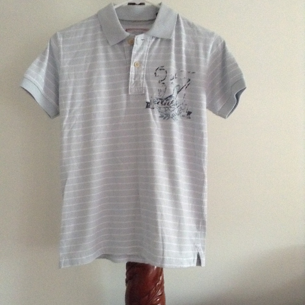 Boys Sz medium striped light grey golf shirt​